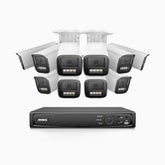 HZ804 - 4K 16 Channel 10 Cameras PoE Security System, 4X Optical Zoom, 2.8 - 12 MM Motorized Varifocal Lens, Smart Dual Light Night Vision, Motion Detection 2.0, Built-in Microphone, Siren & Strobe Alarm, Upgraded Version